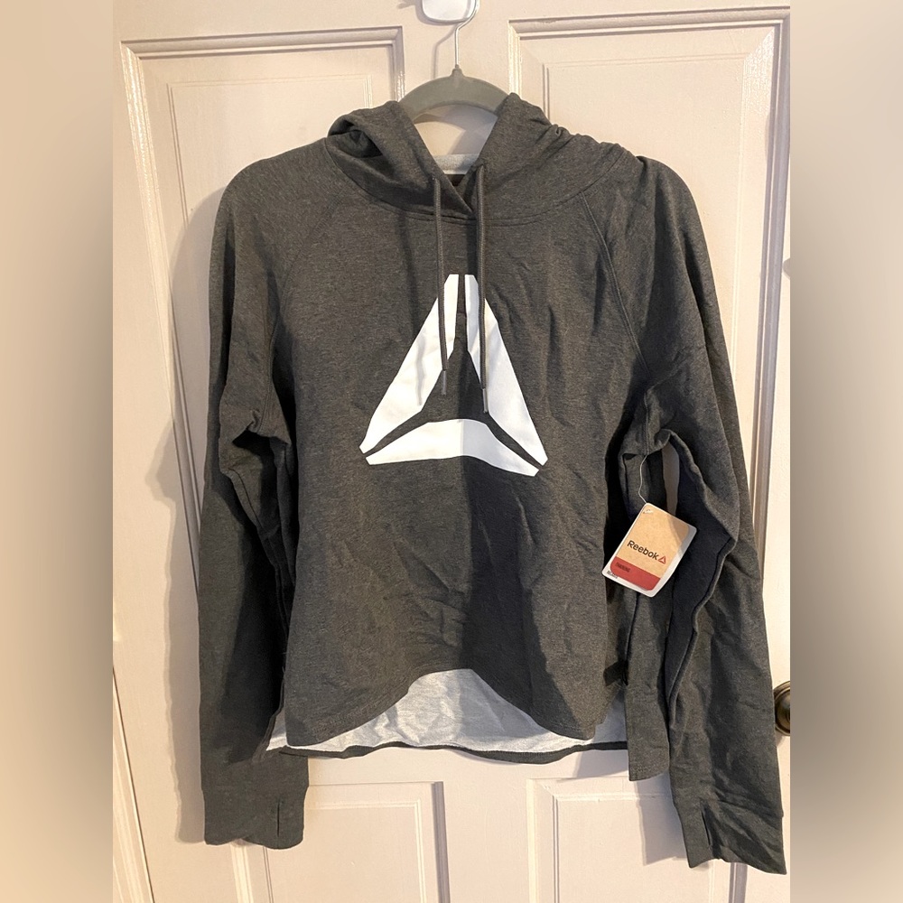 Reebok cropped French terry hooded sweatshirt L NWT